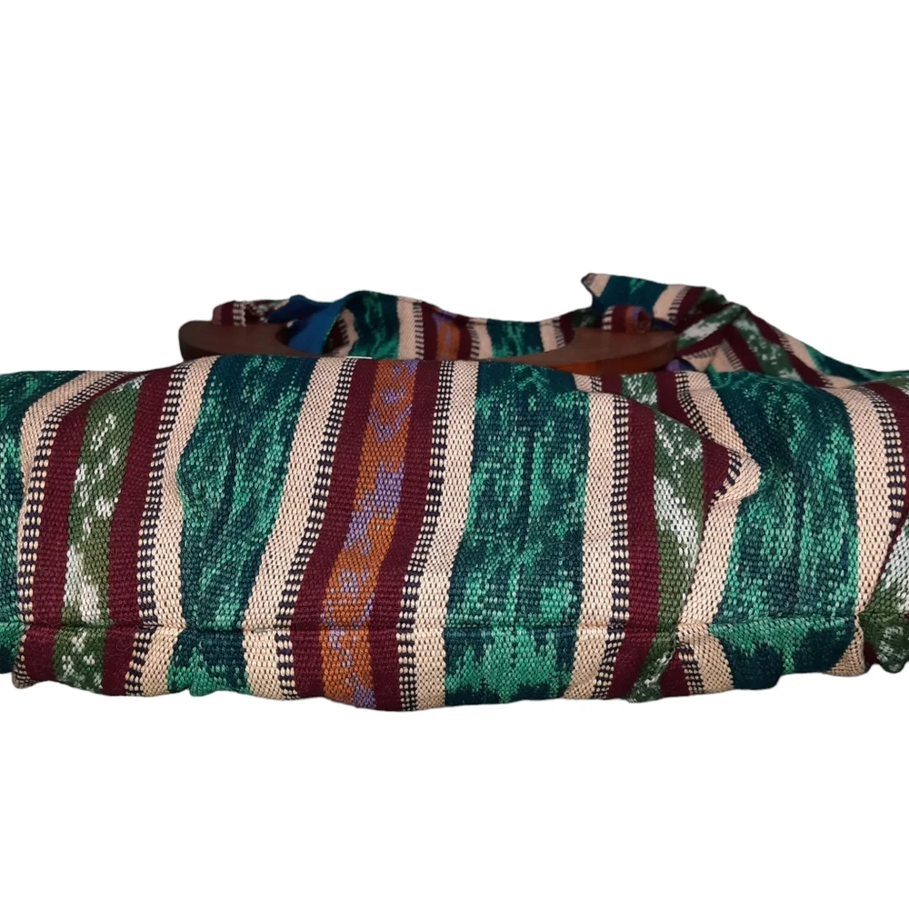 Vintage Mayatex Hand-Loomed Wood Handle Tote